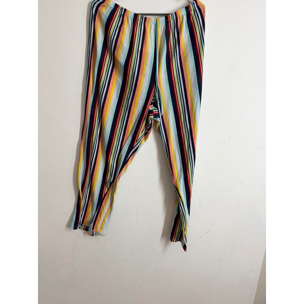 Bobbie Brooks Pajama Pants Women 2X Rainbow Vertical Striped Sleepwear Lounge